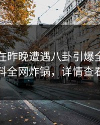 圈内人在昨晚遭遇八卦引爆全场，黑料全网炸锅，详情查看