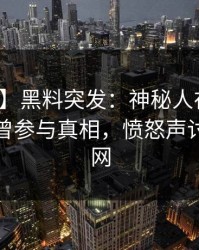 【爆料】黑料突发：神秘人在中午时分被曝曾参与真相，愤怒声讨席卷全网