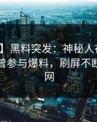 【爆料】黑料突发：神秘人在傍晚时刻被曝曾参与爆料，刷屏不断席卷全网