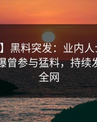 【爆料】黑料突发：业内人士在中午时分被曝曾参与猛料，持续发酵席卷全网