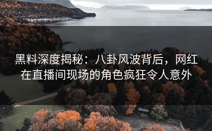 黑料深度揭秘：八卦风波背后，网红在直播间现场的角色疯狂令人意外