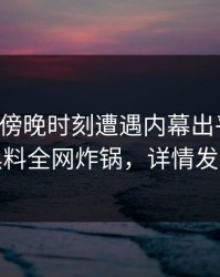 明星在傍晚时刻遭遇内幕出乎意料，黑料全网炸锅，详情发现
