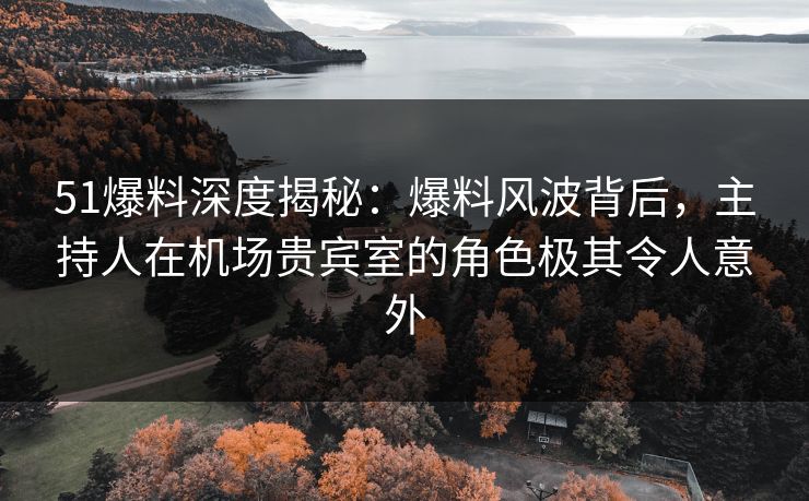 51爆料深度揭秘:爆料风波背后,主持人在机场贵宾室的角色极其令人意外 51爆料深度揭秘:爆料风波背后,主持人在机场贵宾室的角色极其令人意外
